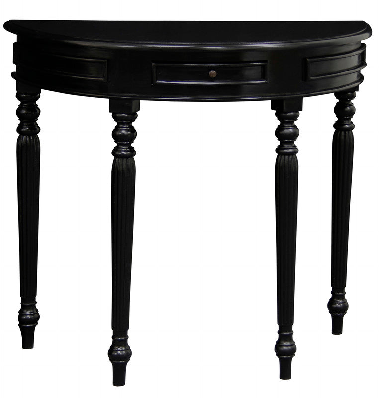 Huntley Turn Leg Half Round Sofa Table (Black) - One Red Hill
